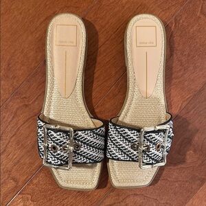 Dolce Vita Black and White Woven Mules